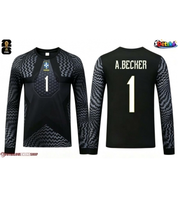 Brazílie Alisson Becker #1 Brankář Domácí dres komplet pro Děti MS 2026 Dlouhým Rukávem (+ Krátké kalhoty)
